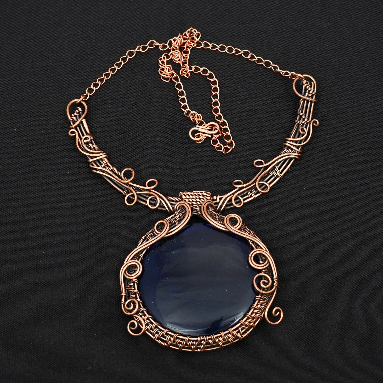 Blue Labradorite Gemstone Copper Wire Wrapped Necklace Handmade Jewelry NN 04