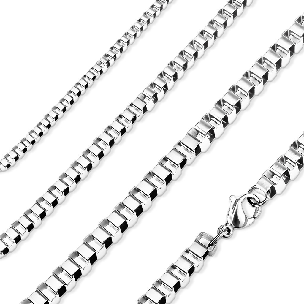 Stainless Steel Box Chain Necklace (Choose Width and Length)