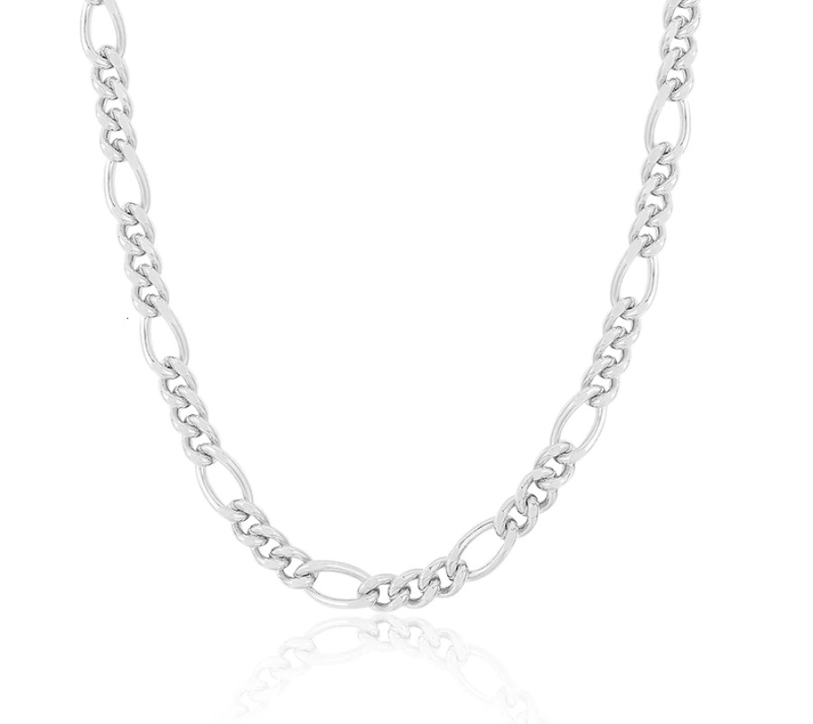 Italian 4mm Figaro Link Chain Necklace Sterling Silver 30″