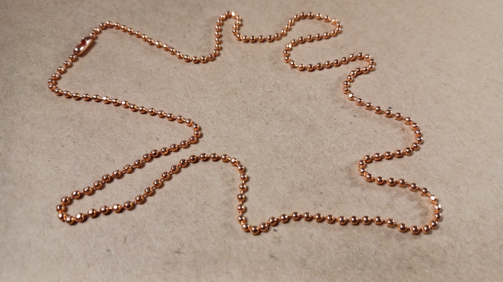 Copper 2.4mm Faceted Ball Bead Military Type Dog Tag Chain Necklace MadeInUSA