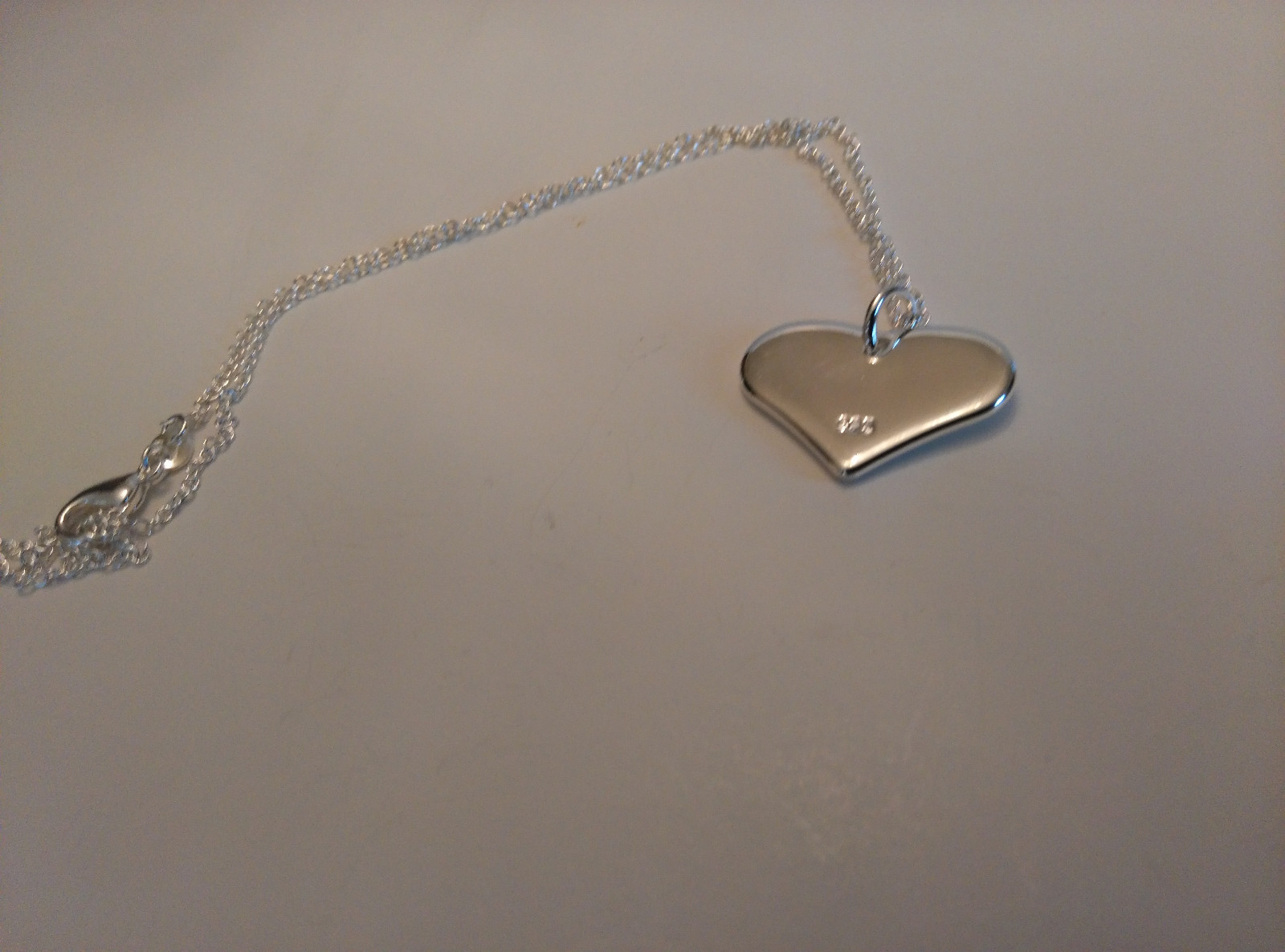 Lovely Solid Plain Heart Necklace in 925 Sterling Silver