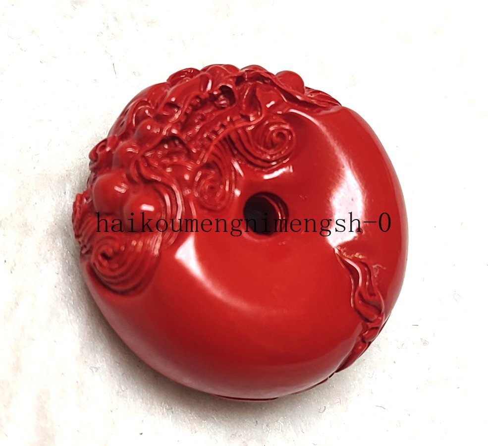 China Red Cinnabar Hand-Carved PiXiu Pendant Necklace Lucky Amulet