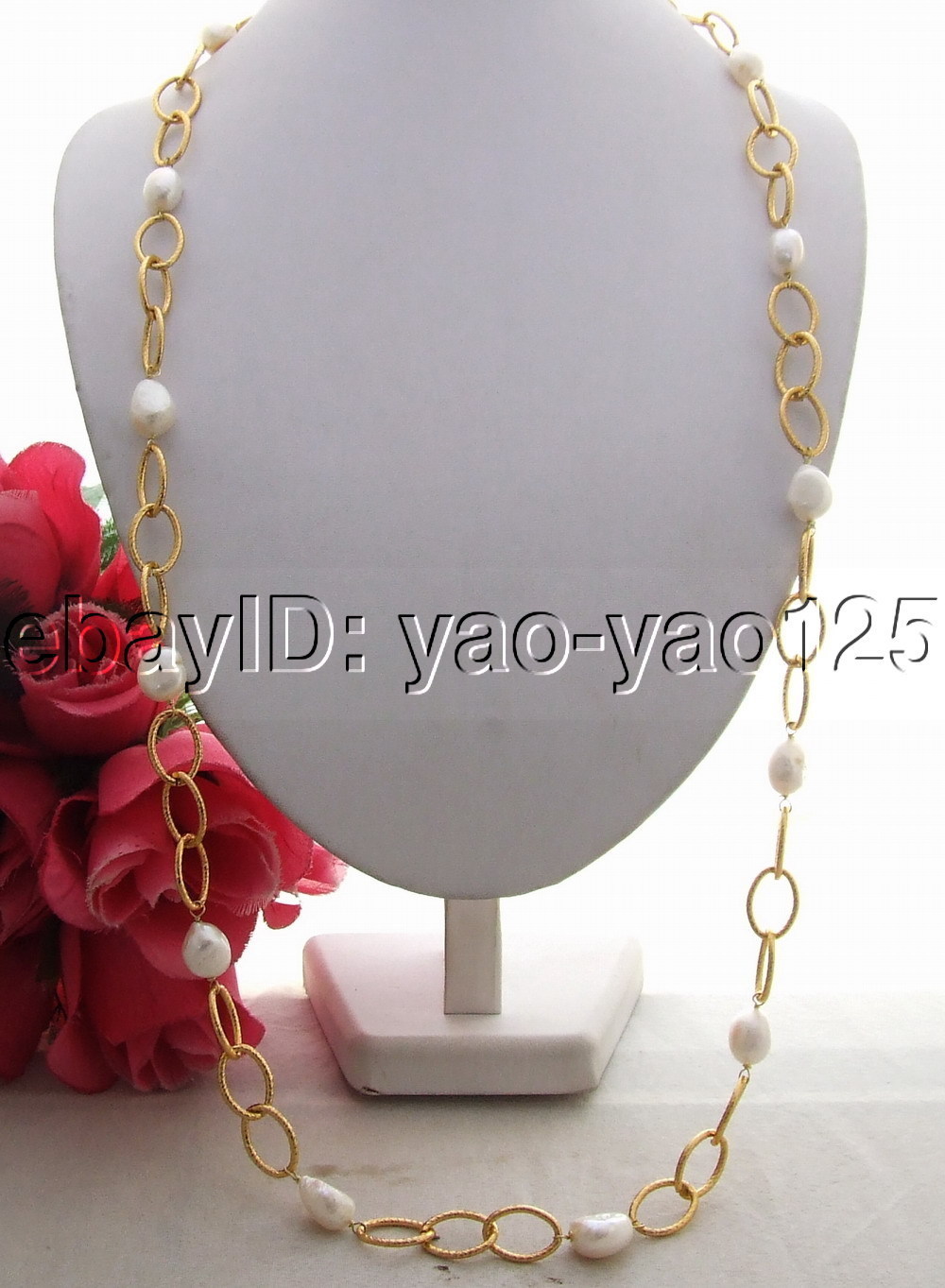 39″ 15mm Baroque Pearl Necklace chain long necklace