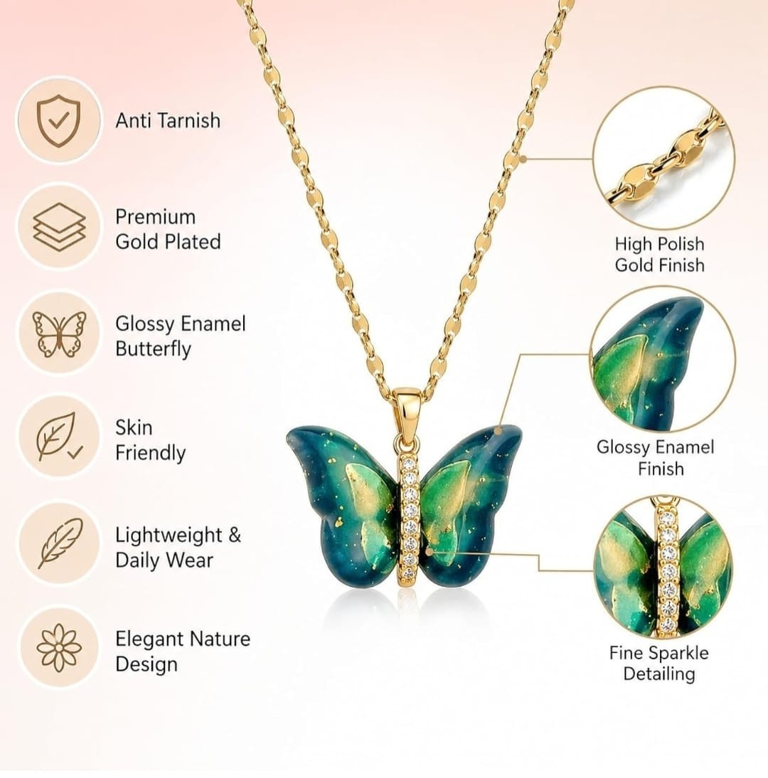 Indian bollywood butterfly shaped semi transparent pendant for women and girls