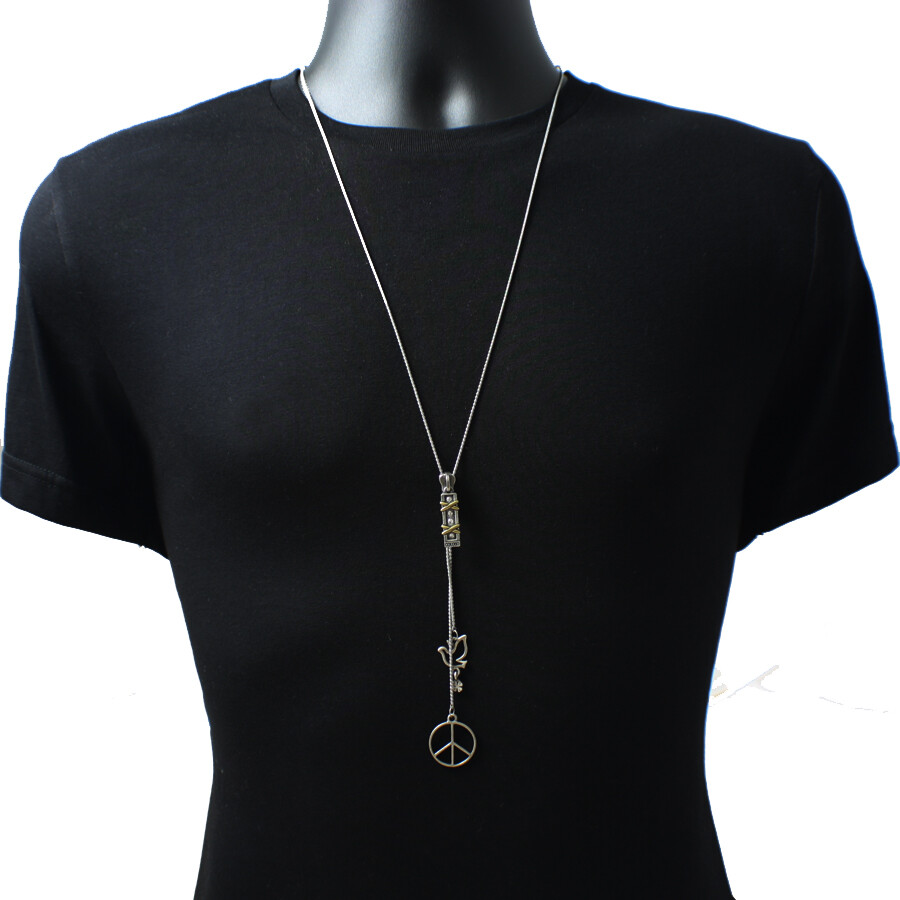 Peace Dove Zipper Style Bolo Tie Pendant with Necklace for Women Teen Kids