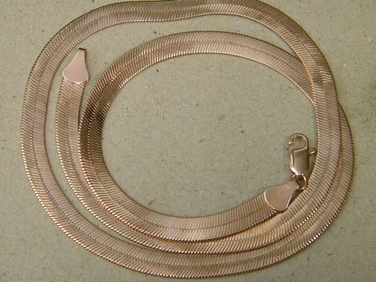 Men’s Lady’s 24in inch Long Rose Pink Gold Plated Herringbone Chain 7mm Wide