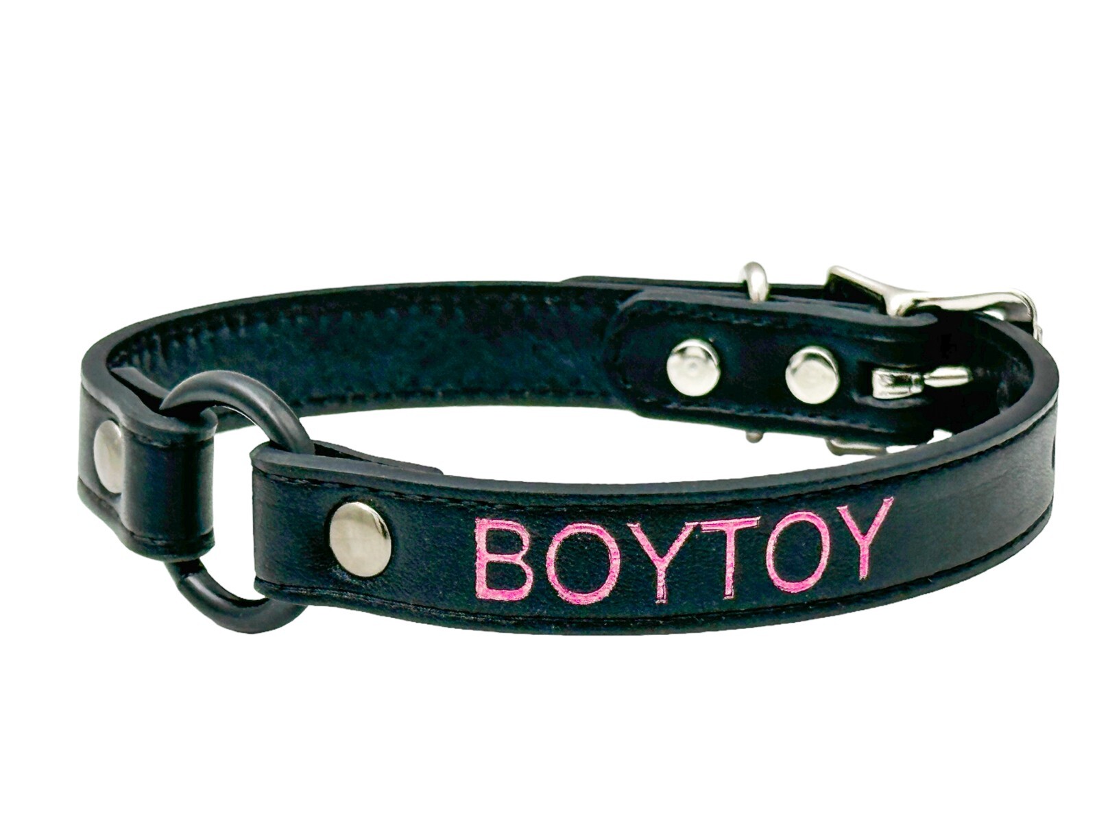Name Black Ring Choker BDSM Collar Vegan Leather Necklace O Ring Fetish Ball
