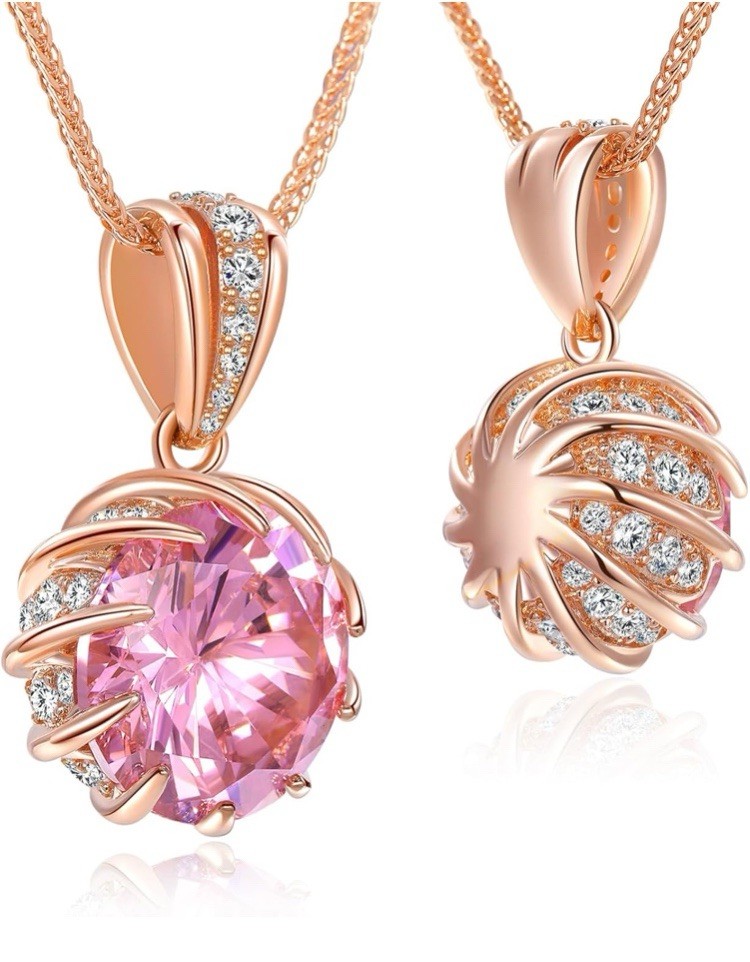 CeaKIev 6.0Carat (12.0mm) Round Cubic Zirconia Pendant Necklace 41 Accent CZs