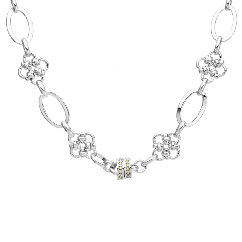 Kirks Folly Magic Knot Oval Link Magnetic Necklace sterling silvertone