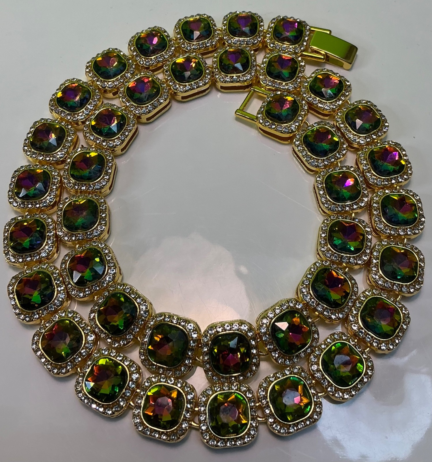 New Multi Color CZ Necklace 18 Inches Cubic Zirconia Chain Unisex Colorful