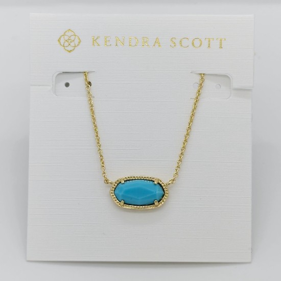 New Kendra Scott Elisa Gold Pendant Necklace In Turquoise