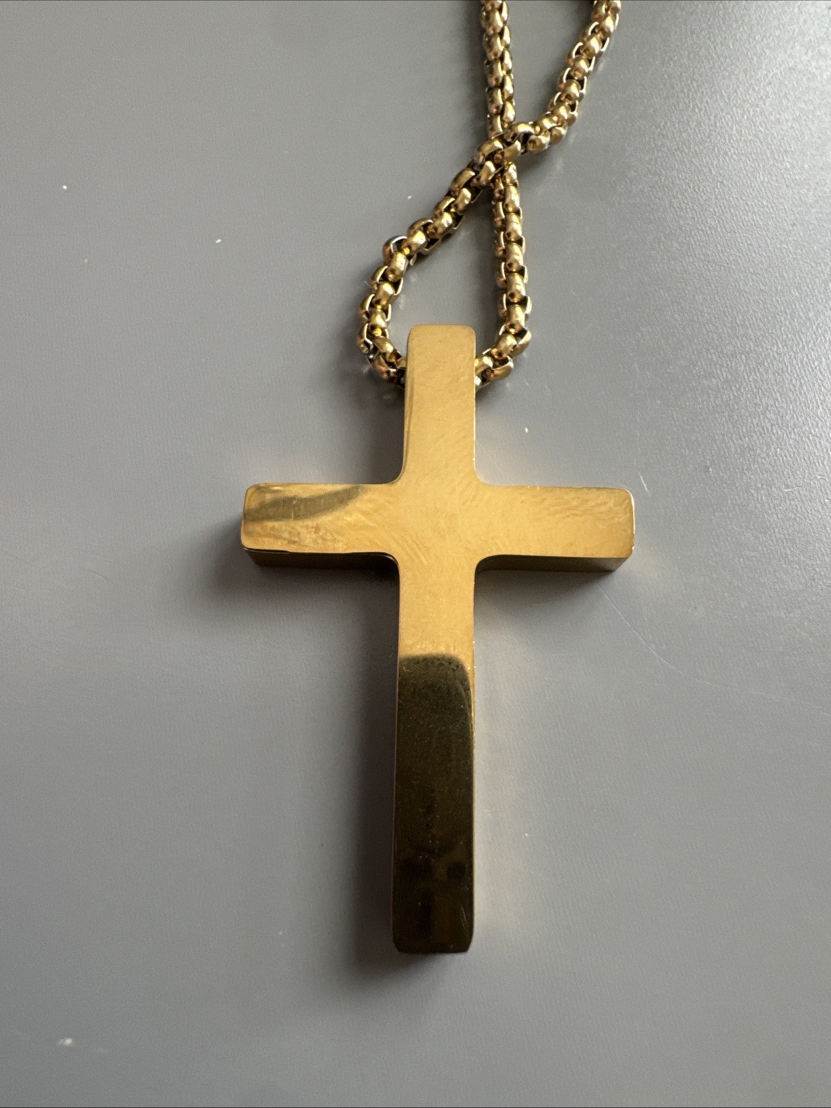 U.S.A. Flag Cross Gold Plated Pendant 24”l Inch Chain America United States Gift