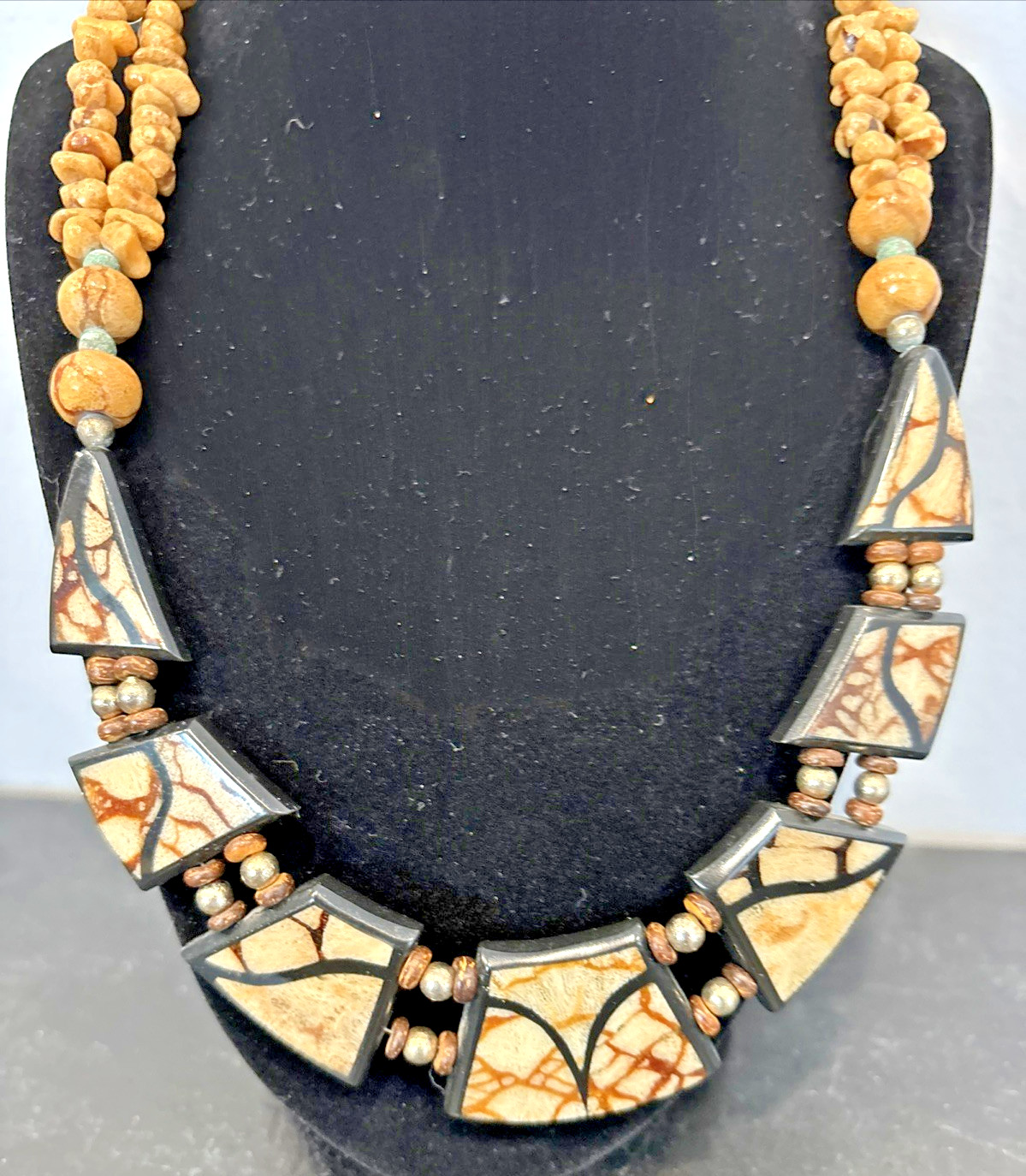 Beaded Ethnic Tribal Bohemian Statement 20″ Reversible Collar Choker Necklace