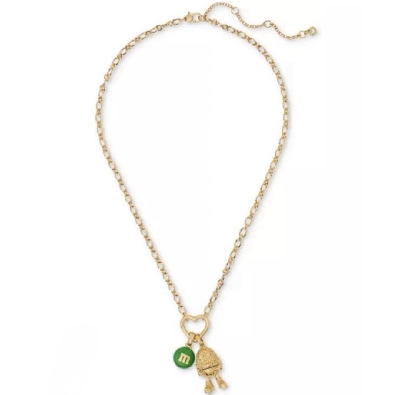 Kate Spade M&M Pendant Necklace Green Gold Statement Novelty