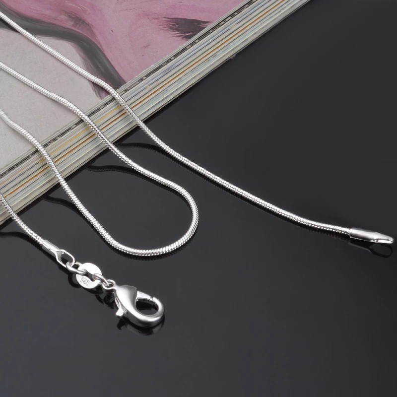925 Sterling Silver 1mm Snake Chain Necklace 18 20 24 Inch
