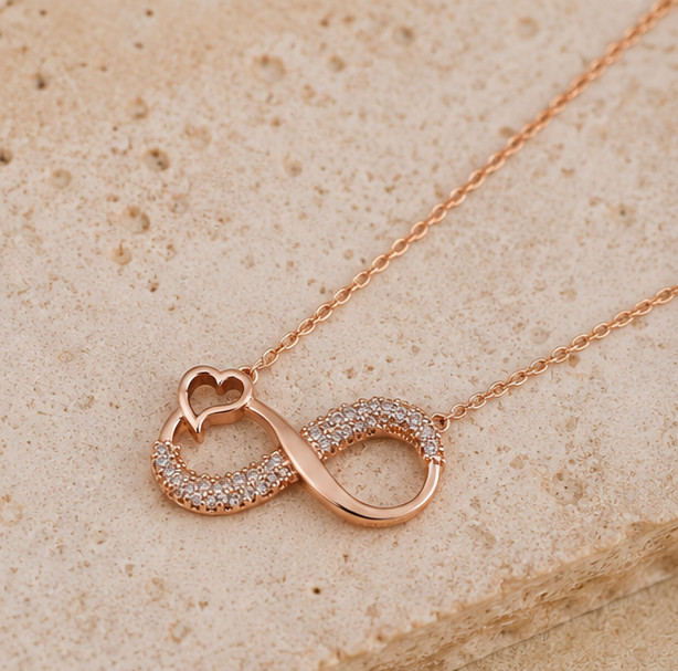 2ct Simulated Diamond Engagement Infinity Heart Pendant 14k Yellow Gold Plated