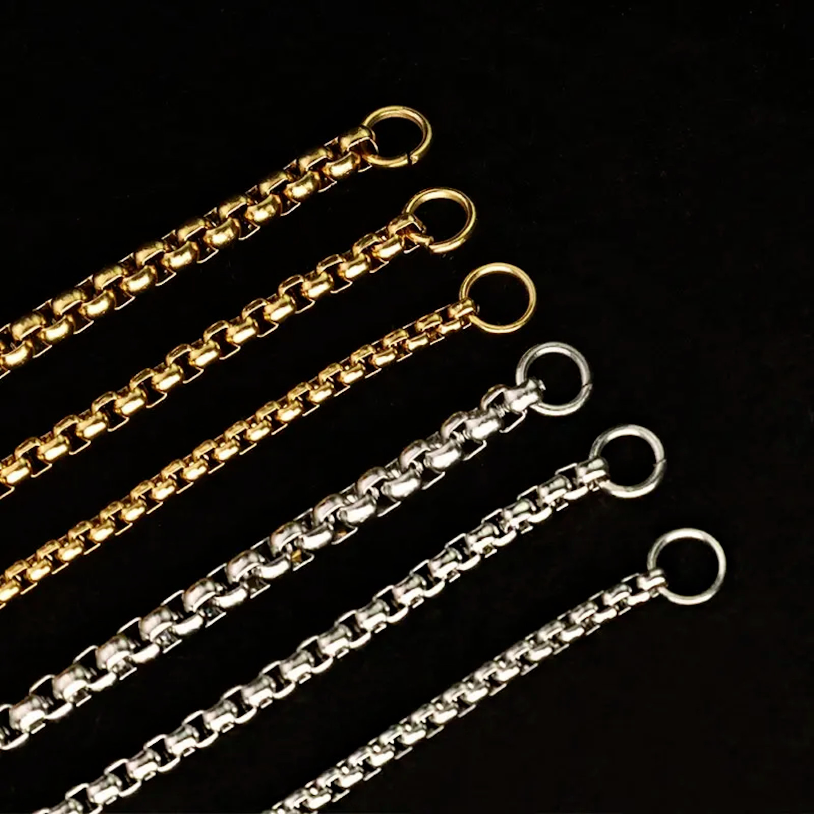 18K Gold Filled Stainless Steel 4MM ROLO Curb Cable Box Chain Necklace #44