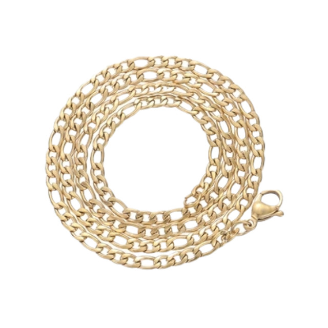 Stainless Steel Gold Plated Figaro Chain Size 16-24in Hip Hop Jewelry Unisex
