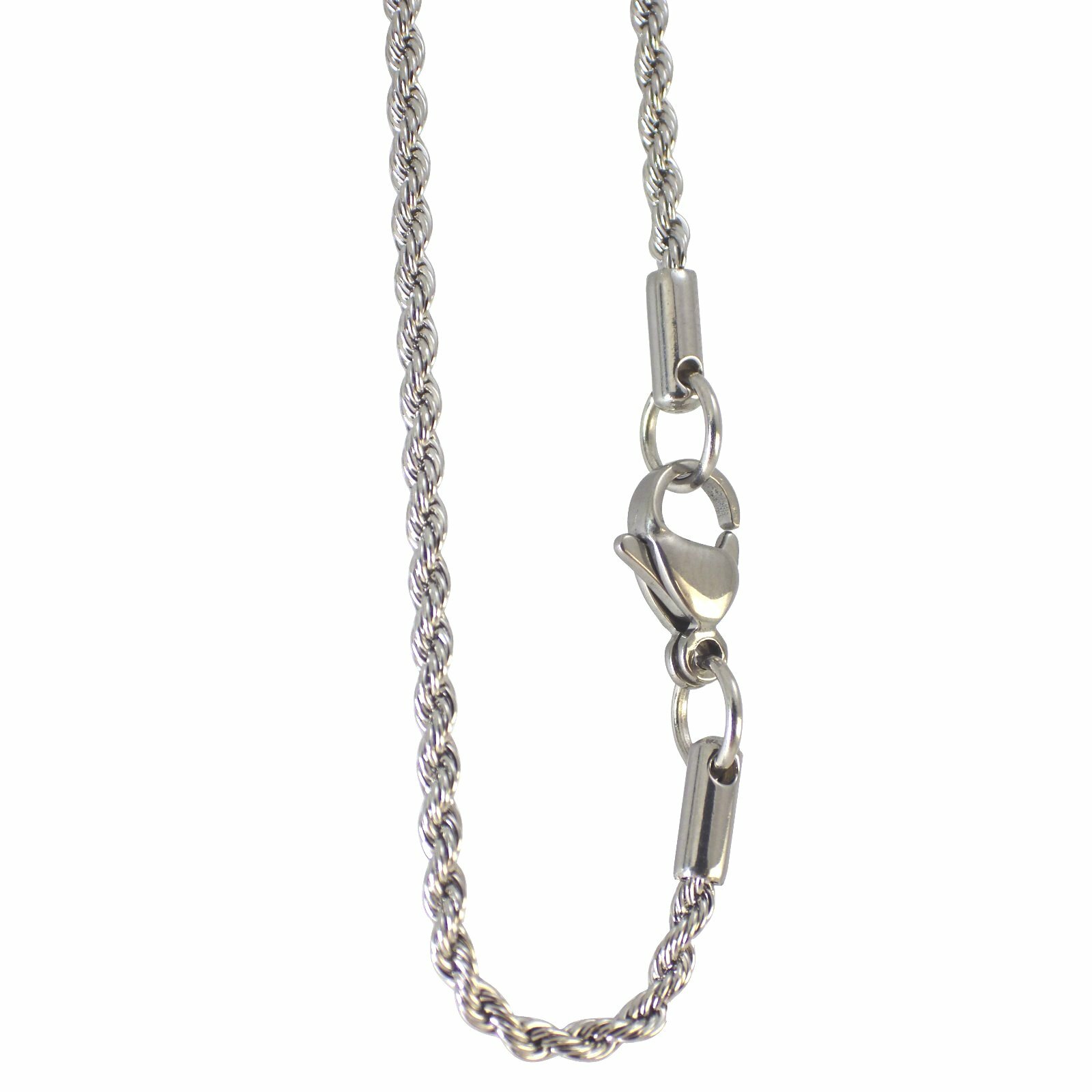 Mens 7mm Rope Chain Necklace Hypoallergenic Surgical Stainless Steel 20-30 inch