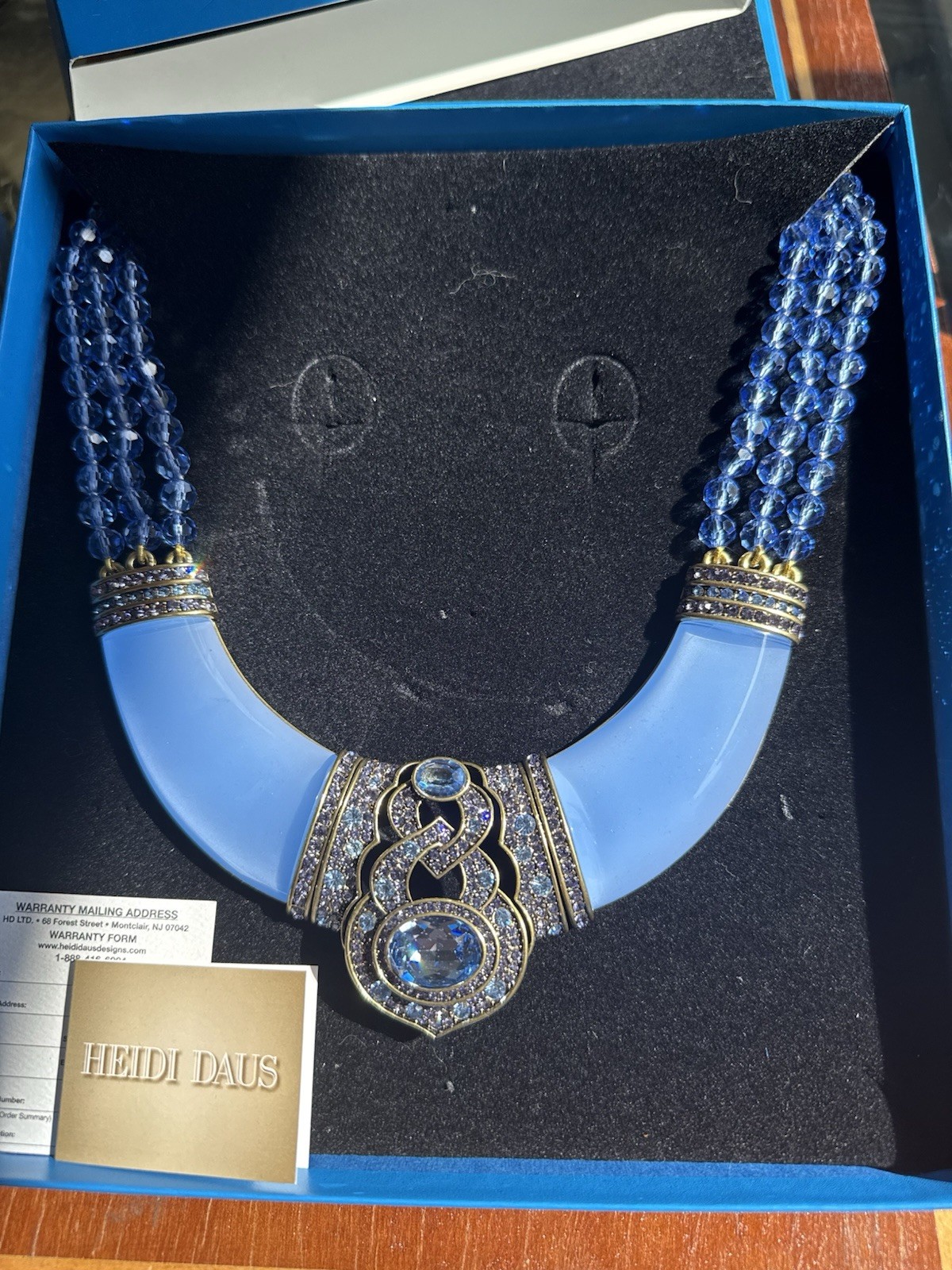 Heidi Daus Blue Crystal Resin Statement Necklace