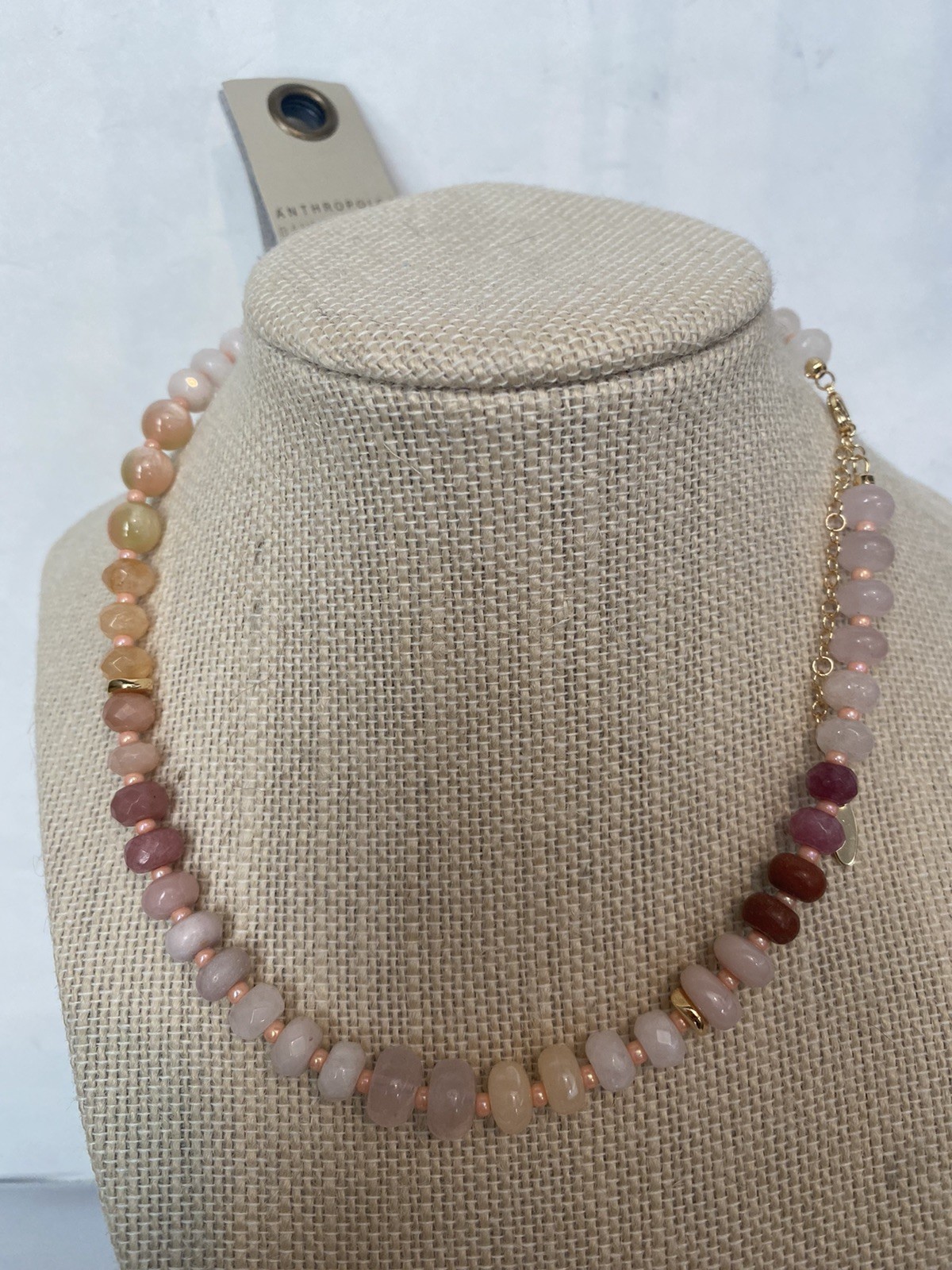 Anthropologie x Serefina Beaded Rainbow Stone Choker Necklace Ombré Pink Or Whit