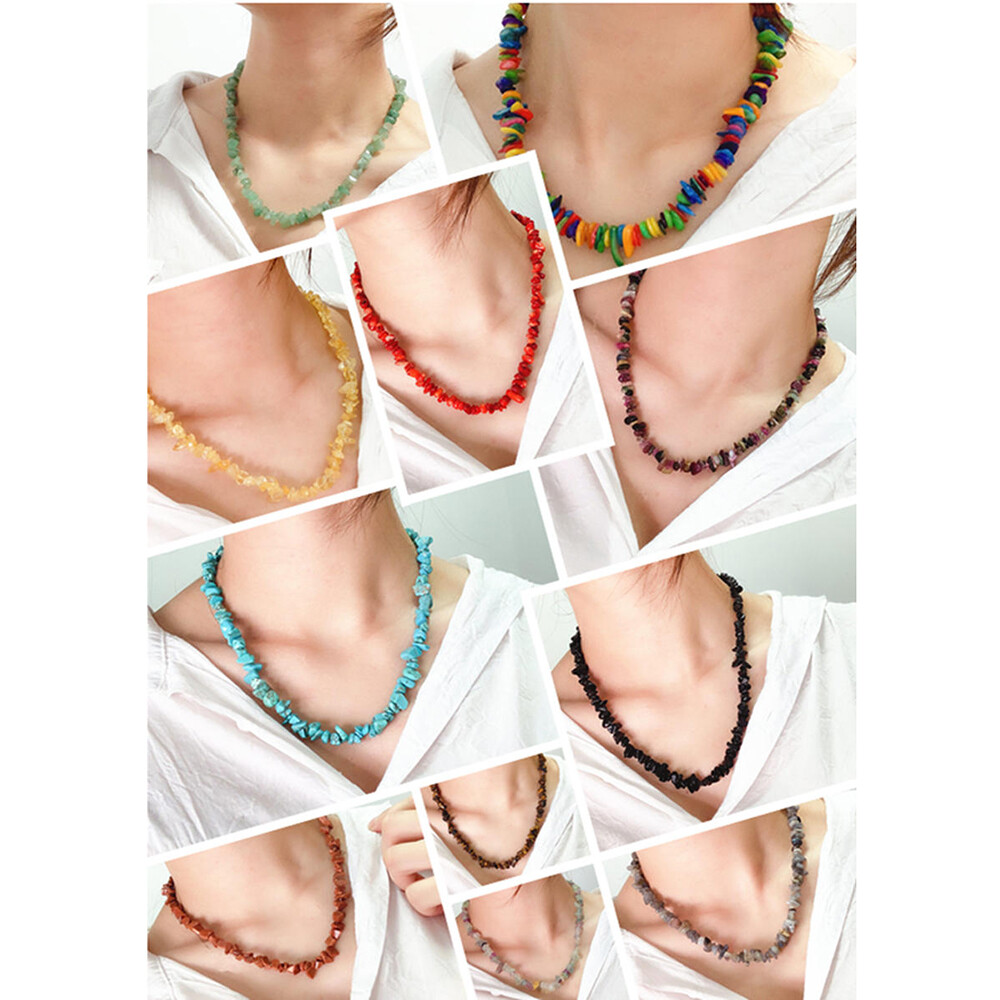 Long 20 Inch Natural Crystal Quartz Chips Gemstone Beads Strand Necklace