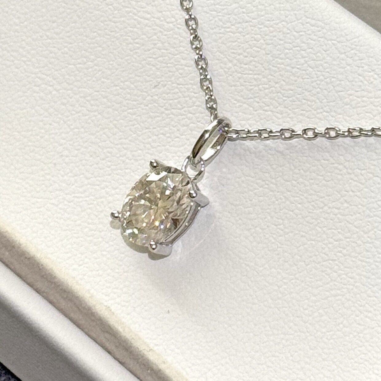 Oval Cut Moissanite Solitaire Pendant with Necklace – 925 Silver or 14k Gold