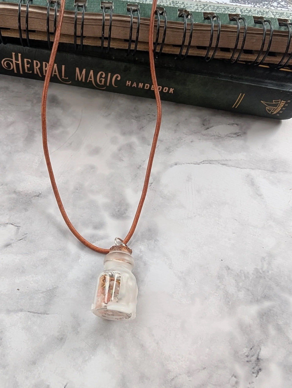 Glass Bottle Pendant Necklace, Witchy spell jar, REN Faire accessories