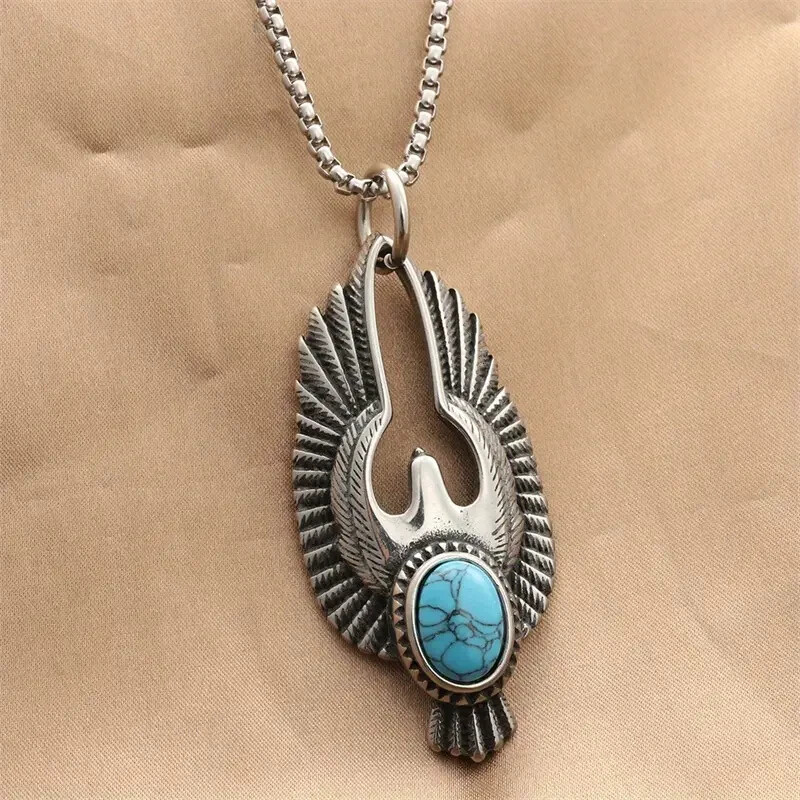 Beautiful Turquoise Eagle Wings Pendant & 18″ Necklace FREE SHIPPING IN THE USA!