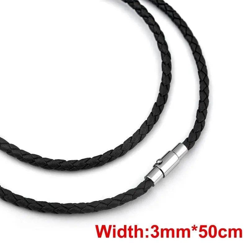 Leather Wax Cord Necklace 45/50/60cm Stainless Steel Clasp for Pendants