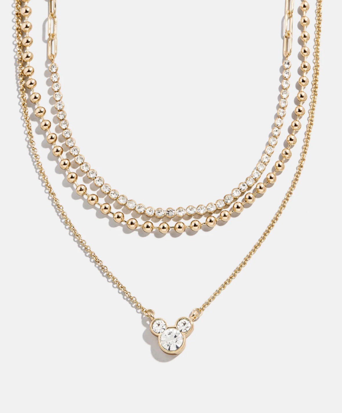 NEW Baublebar Mickey Mouse Layered Necklace °O° Gold-Tone Pavé