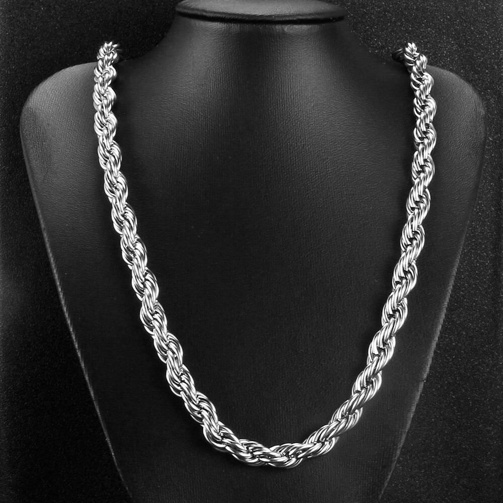 8/10mm Stainless Steel Women Men Rope Chain Necklace 16”-47” Anti-tarnish