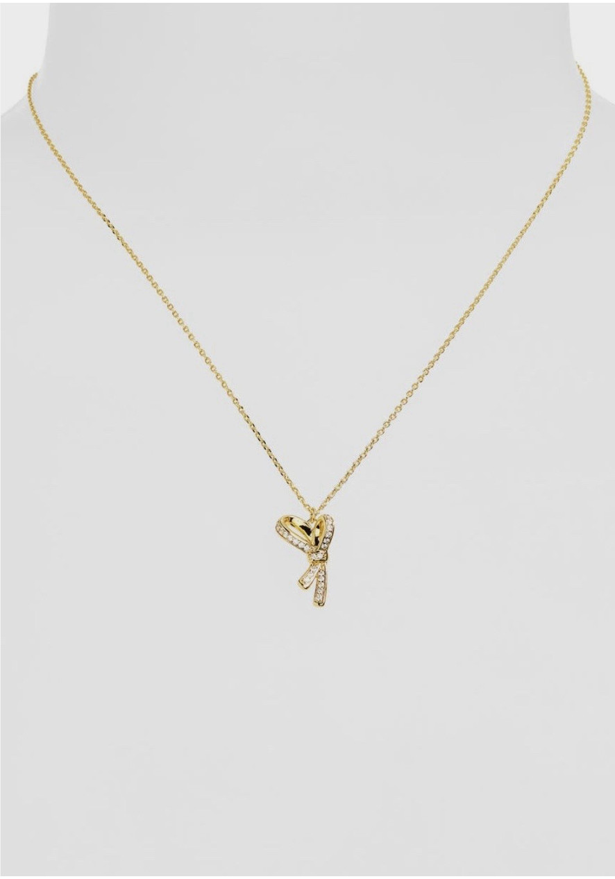 Kate Spade ‘All Tied UP” Pavé Bow Pendant Necklace, Goldtone