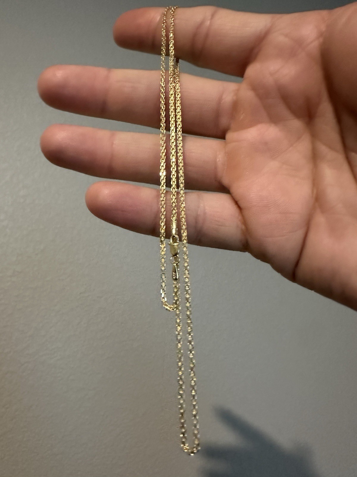 10k Solid Yellow Gold Bismark Chain Necklace, Lobster Clasp, Signed, No Stones