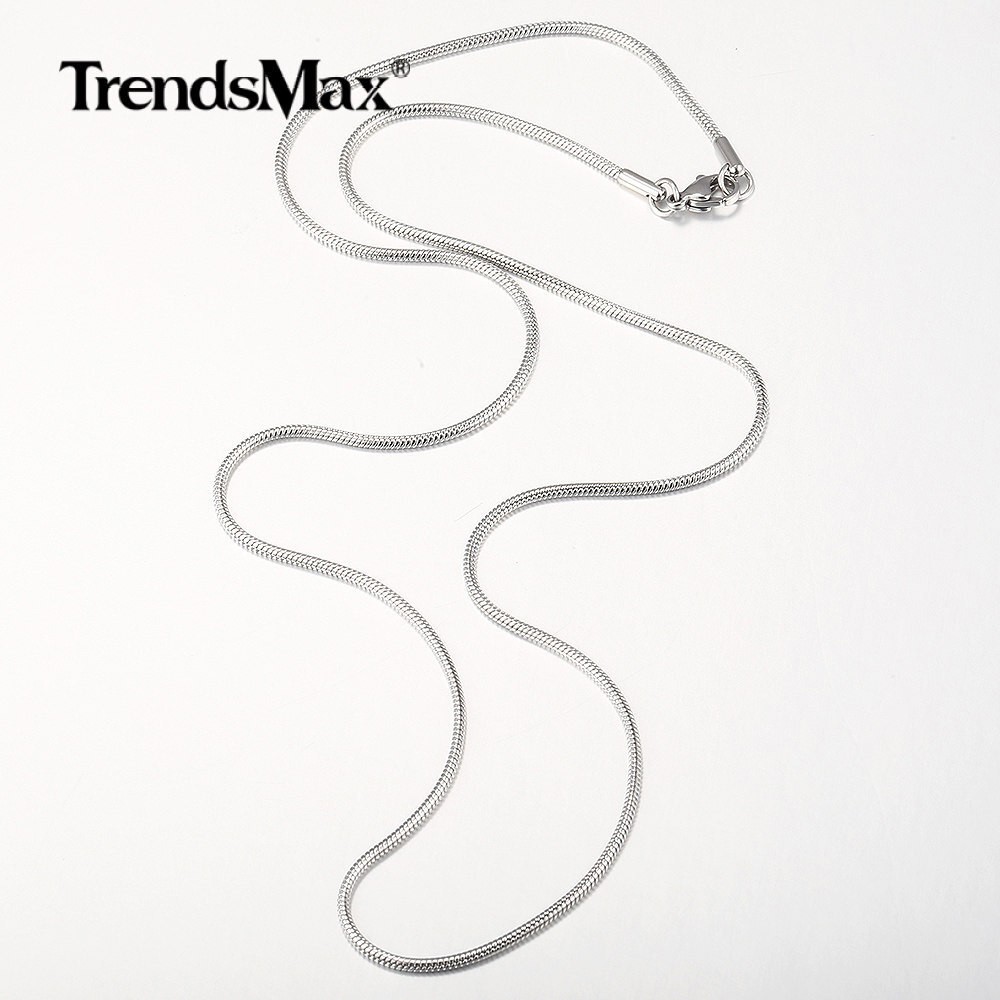USA 18/20/22/24/26/28IN Solid Stainless Steel Round Snake Chain Necklace 1.6/2MM