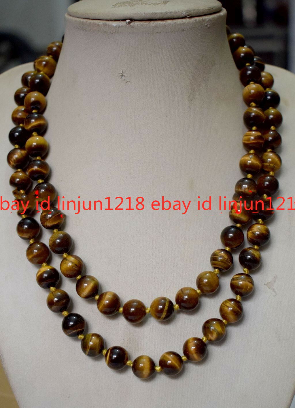 Natural AAA 8/10/12/14mm Yellow Tiger’s Eye Gemstone Necklace Long 18-100”