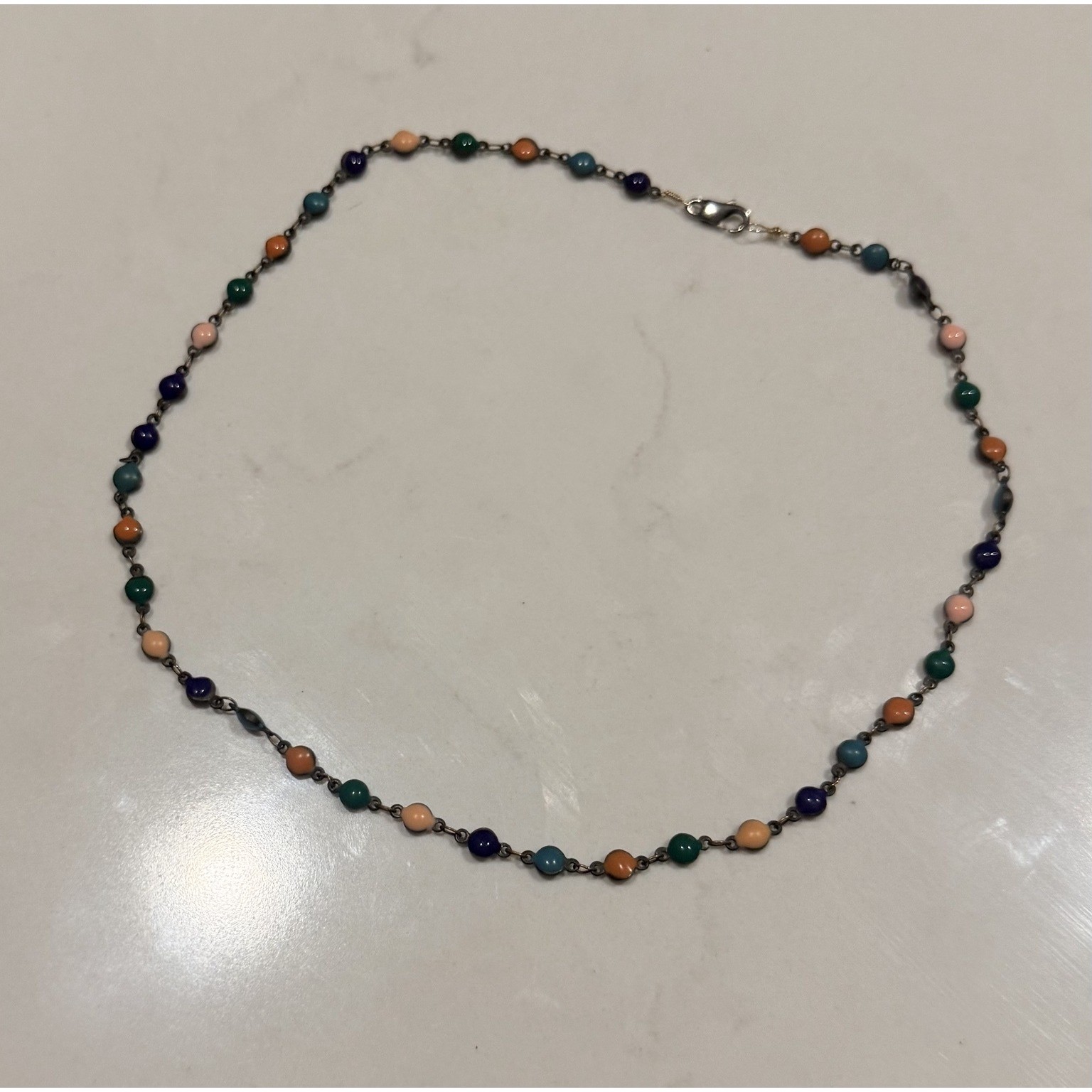 Beaded Necklace Womens 16in Multicolor Good Boho Dainty Link Chain