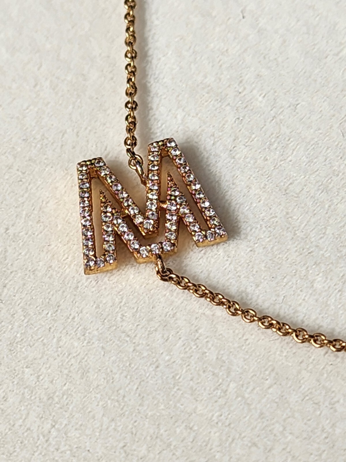 BAUBLEBAR 14K Yellow Gold Fill Sideway M Or W Cubic Zirconia Necklace FREE $HIP!
