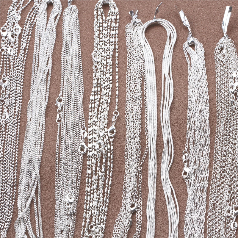 1pc 925 Sterling Silver 16-30″” Rolo Bead Figaro Chain Necklace
