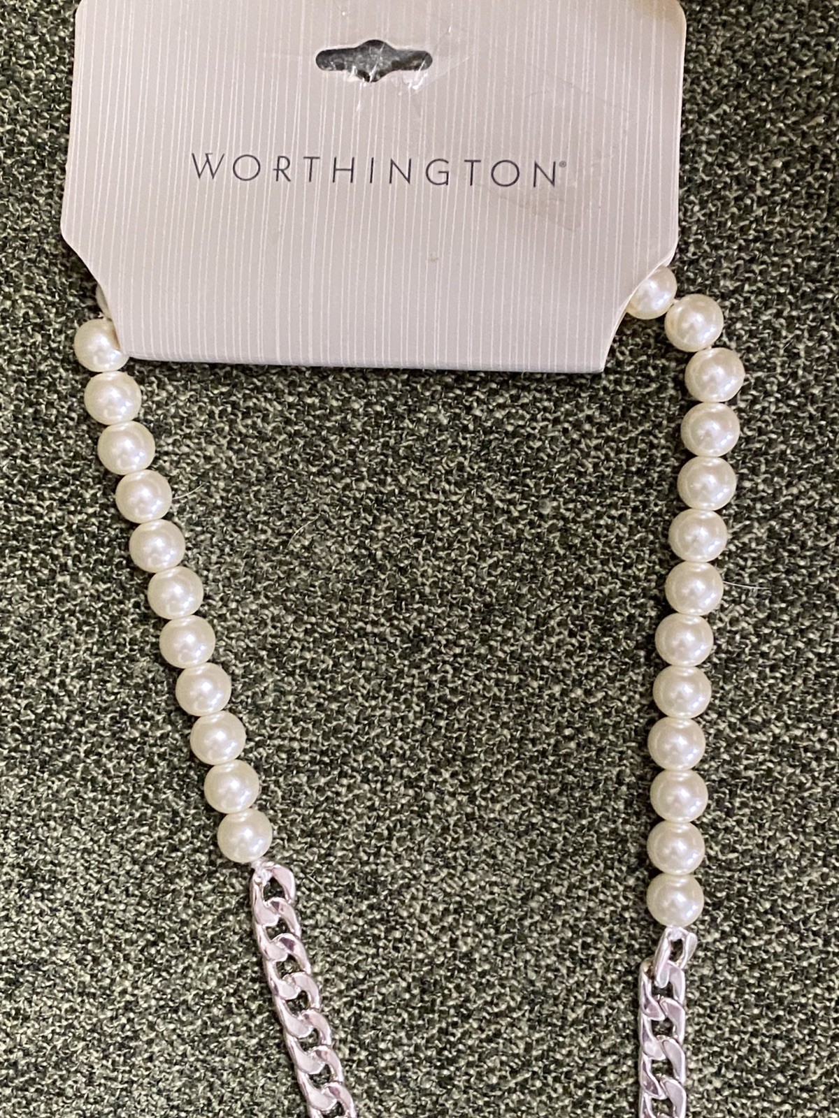 Faux Pearl And Silver tone Toggle Necklace