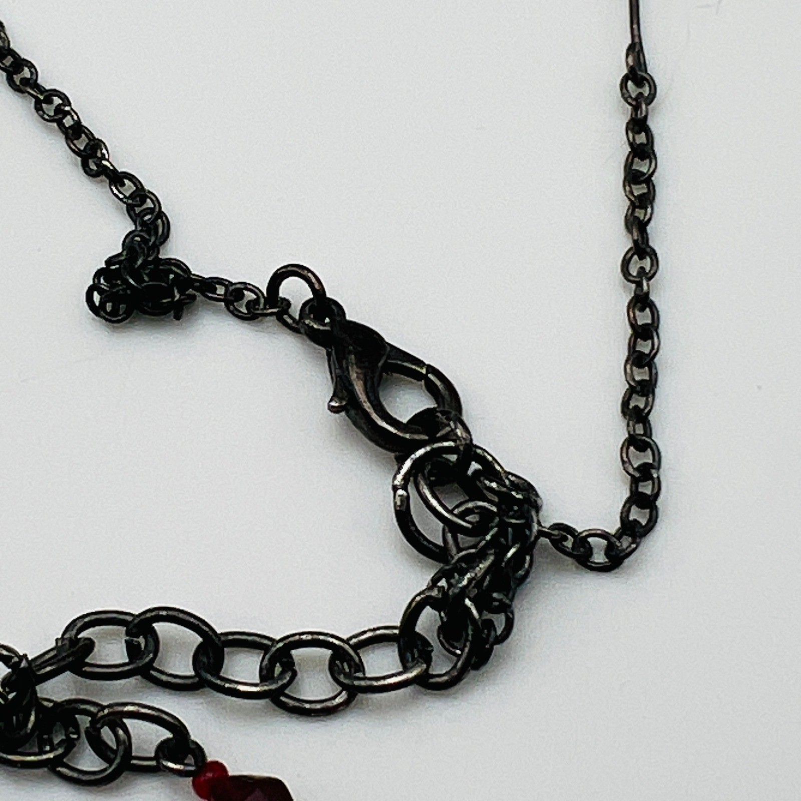 Red Beaded Bib Necklace Gunmetal Wire Statement Boho Fashion Jewelry