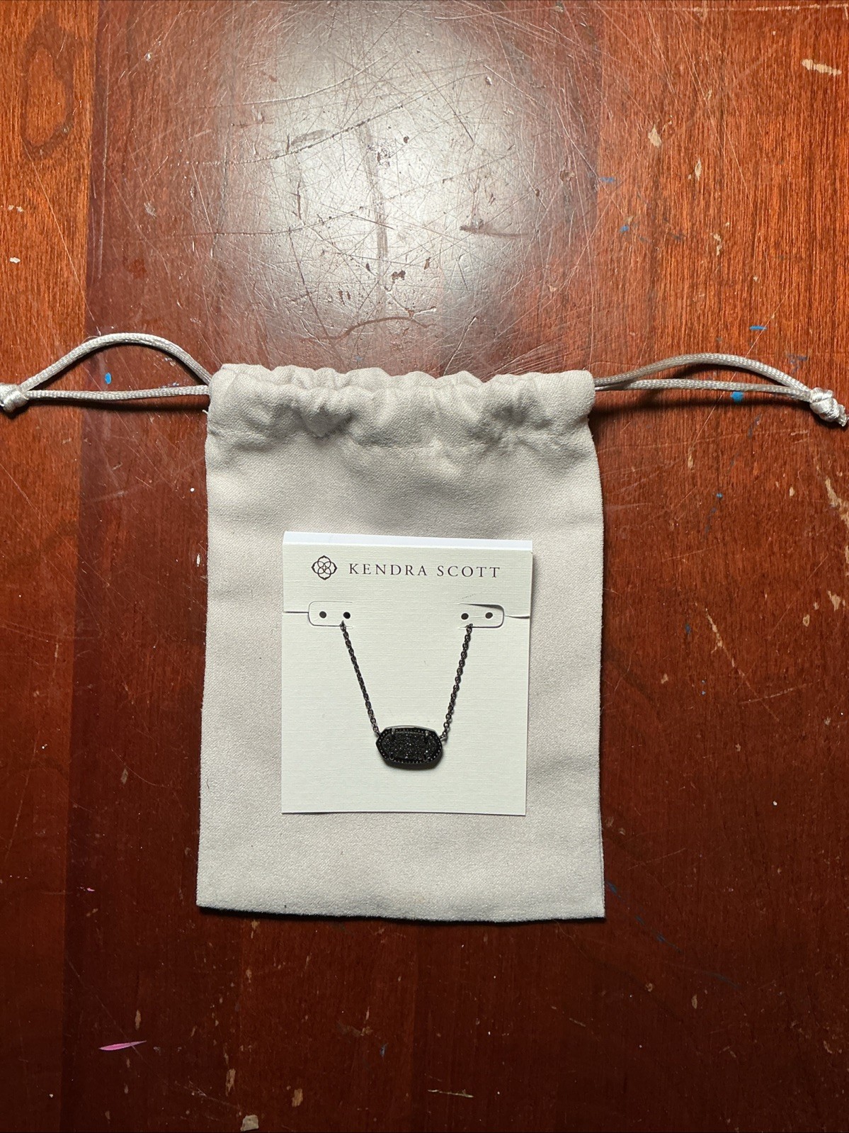Kendra Scott Elisa Pendant Necklace Black Drusy Gunmetal NEW