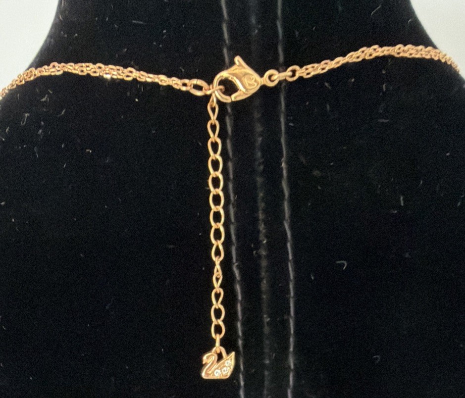Swarovski FRESH Double Chain Layered Necklace Rose Gold Crystal Authentic Dainty