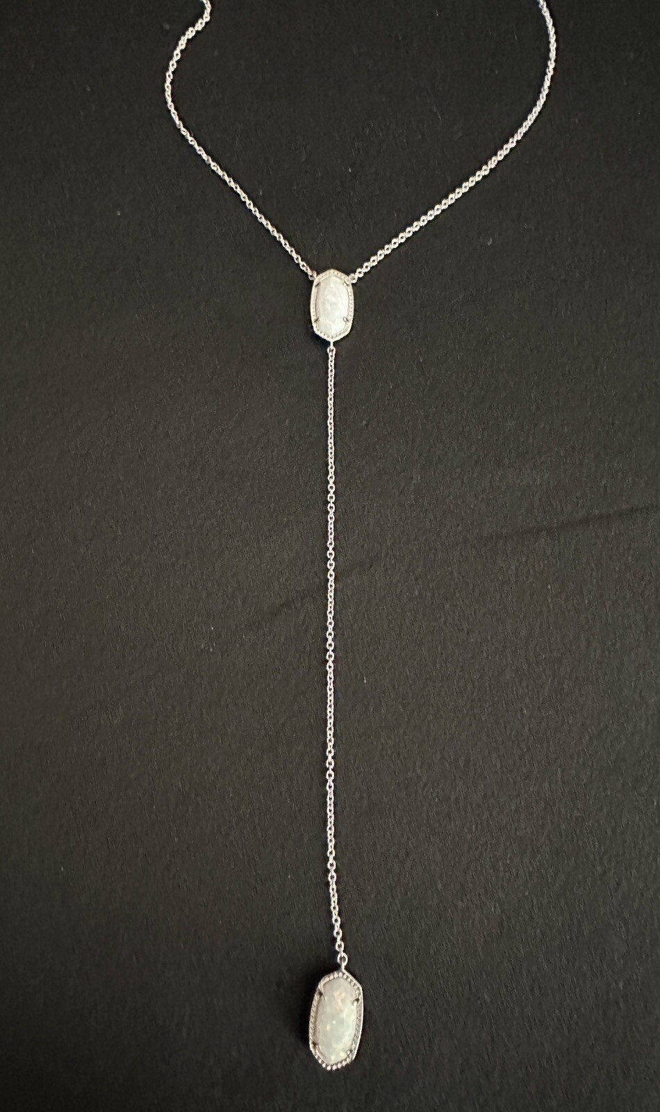 Kendra Scott Ellison Y Necklace White Kyocera Opal/ Rhodium