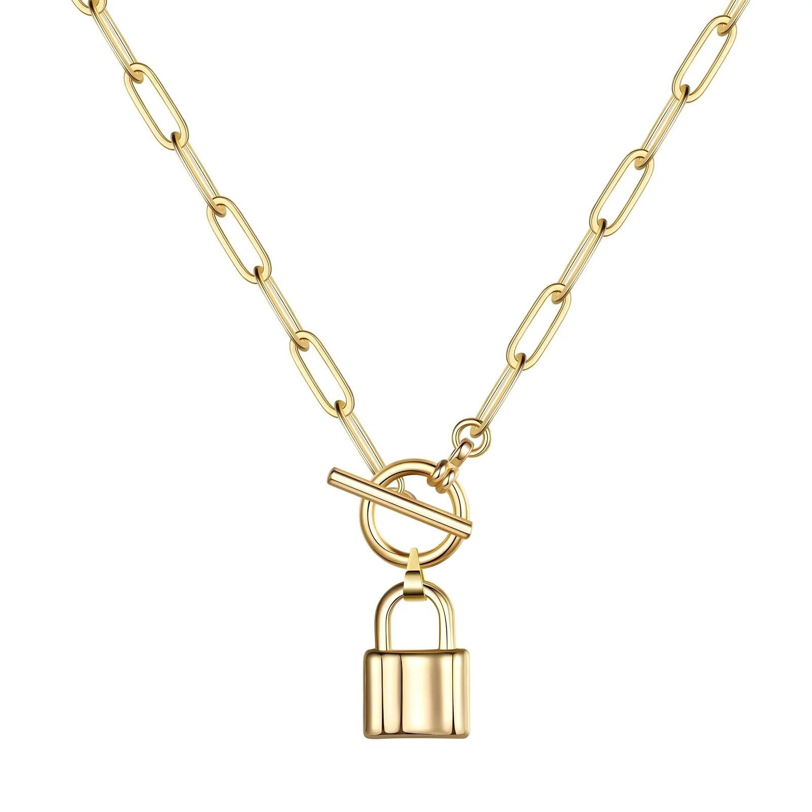 18K Gold Plated None Tarnish Waterproof Lock” Necklace