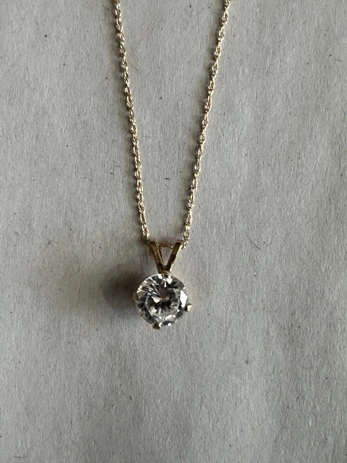 14K Yellow Gold CZ Pendant 0.66g W/ 10K Gold 18” JCM Dainty Chain Necklace 0.44g