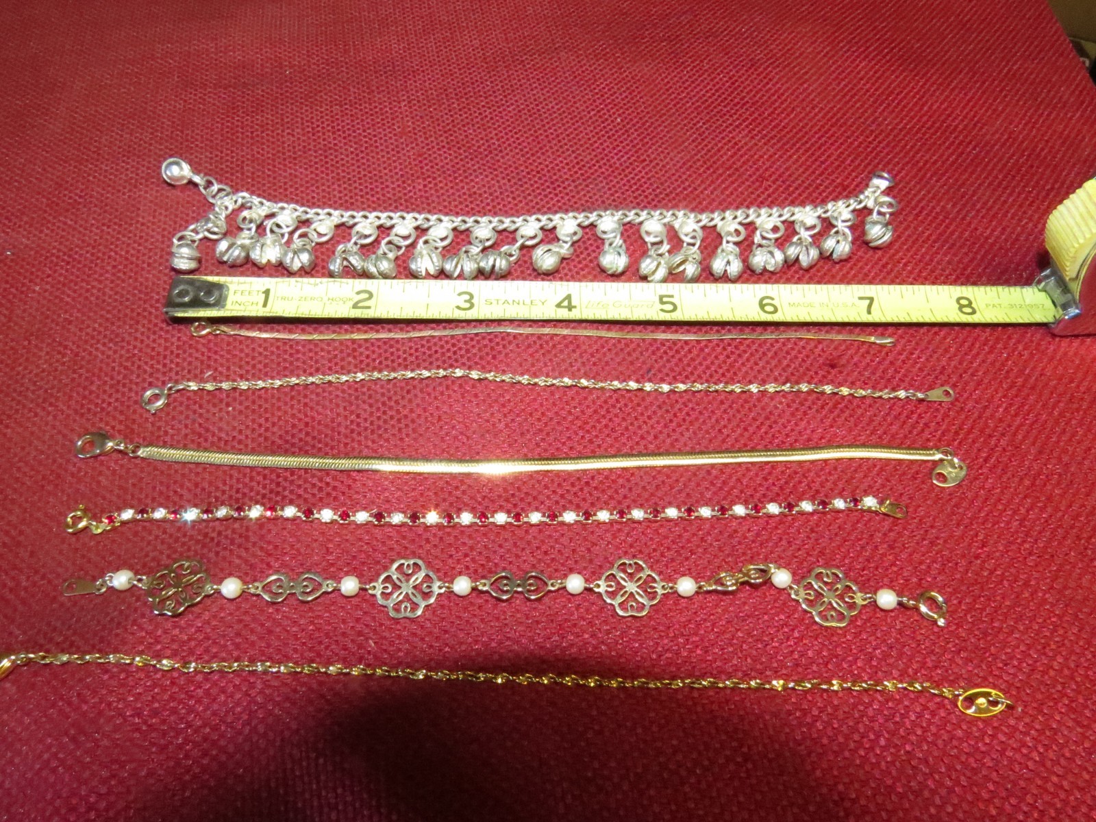 (6) LOT 7″-8″ Silver/Gold Plated Stainless Steel Twisted Rope Chain Bracelets