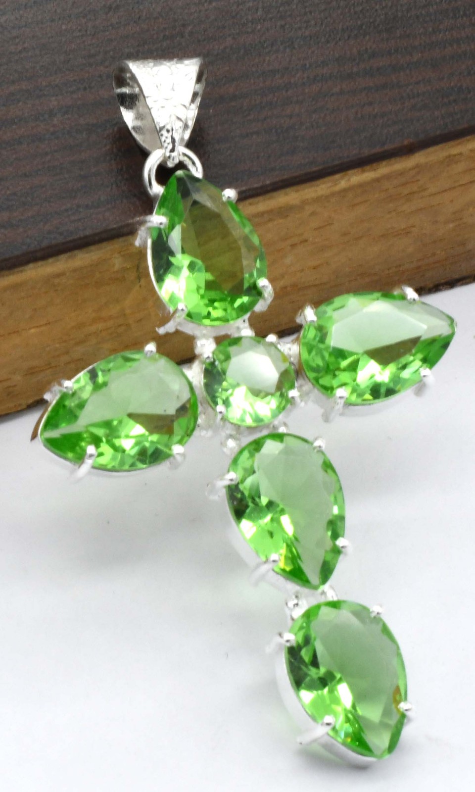 Peridot Natural Gemstone Cross Pendant Jewelry 1.1″ P 3933