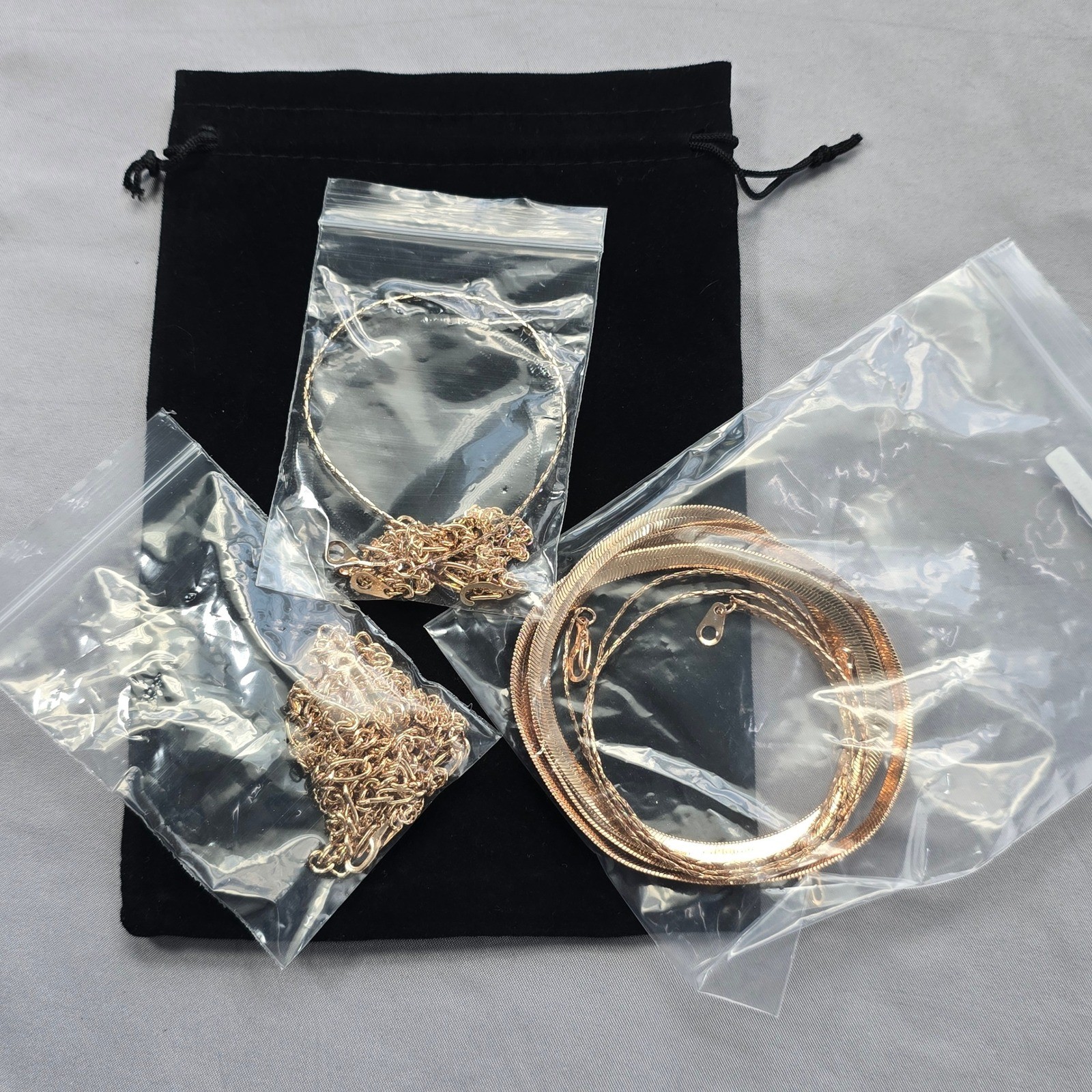 Gold Tone Jewelry Lot 7pc Herringbone Figaro Rope Chain Necklaces Bracelets NEW