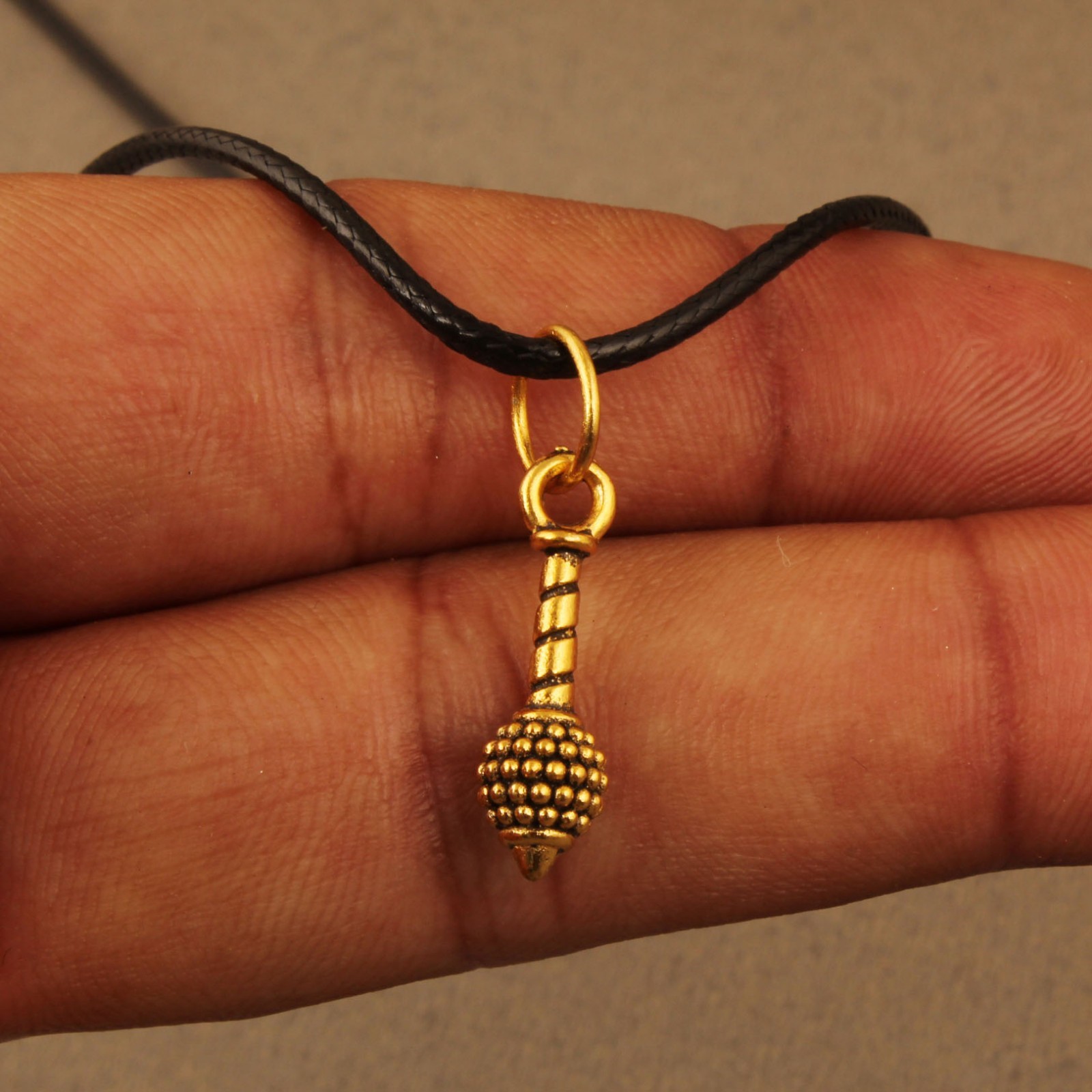 Hanuman Gada Pendant Necklace for Men & Women – Gold Tone Bajrangbali Gada